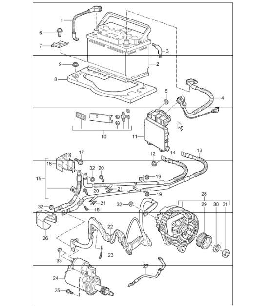 Diagram 902-05 Porsche Cayman 2.9L 987C MKII 2009-12 Electrical equipment