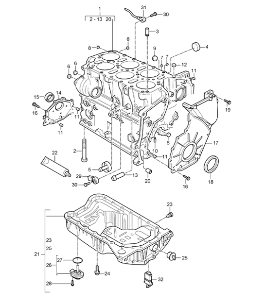 Diagram 101-05 Porsche Panamera 970 MK2 (2014-2016) Moteur
