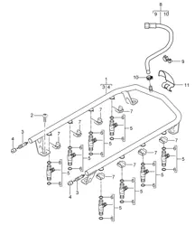 Fuel collection pipe - M48.00 / M48.50 - 955 Cayenne 2003-06