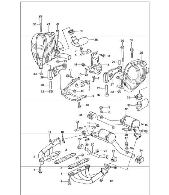 Diagram 202-00 Porsche Cayenne 3.6L 2007>> Système de carburant, système d'échappement
