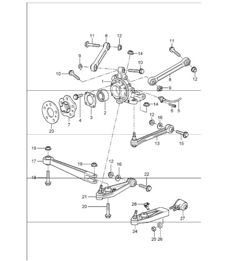assale posteriore, portaruota, braccio trasversale, mozzo ruota 996 GT3-1 1999-05