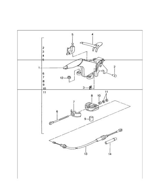 Diagram 701-05 Porsche Cayman 718 2.0L Manual (300 Bhp) Hand Lever System, Pedal Cluster 