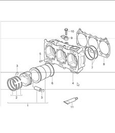 cylinder with piston 997 GT3 / GT3 RS M97.77 2010-11 and 997 GT3 RS M97.74 2011