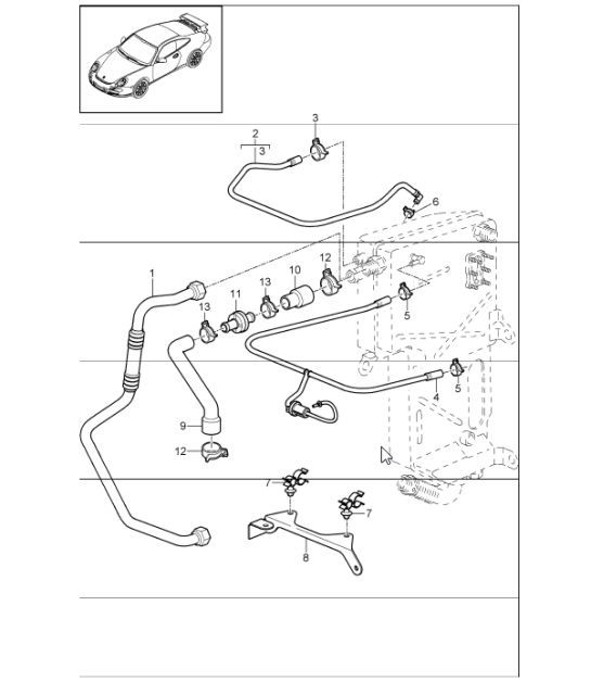 Diagram 104-08 Porsche 997 (911) MK1 2005-2008 Moteur