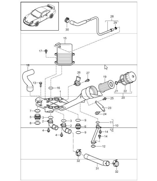 Diagram 104-10 Porsche 996 (911) (1997-2005) Engine