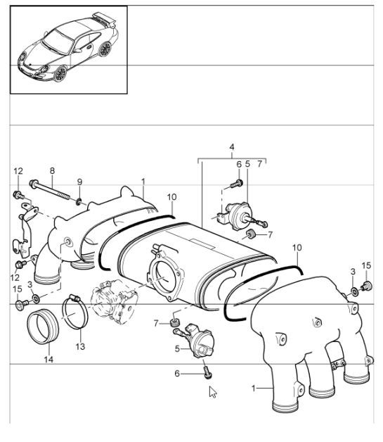 Diagram 107-11 Porsche Cayenne 9PA (955) 2003-2006 Engine