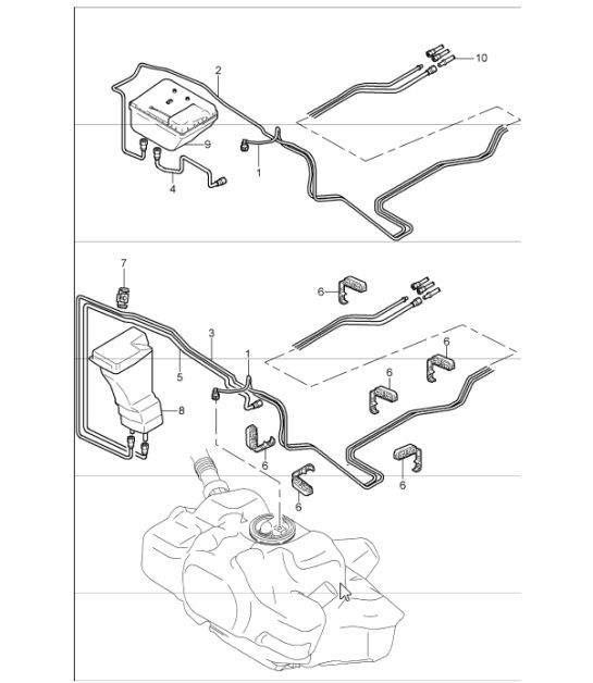Diagram 201-06 Porsche 992.1 Carrera 2  3.0L 2019-24 Kraftstoffsystem, Abgassystem