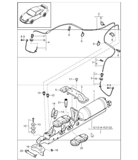 Diagram 402-03 Porsche 997 MK1 GT3 / GT3 RS 2007-09 Front Axle, Steering 