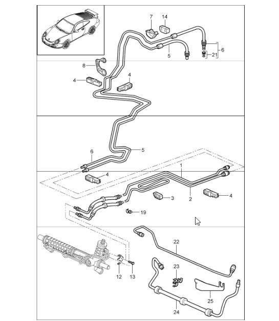 Diagram 403-02 Porsche 911 & 912 (1965-1989) Vorderachse, Lenkung 