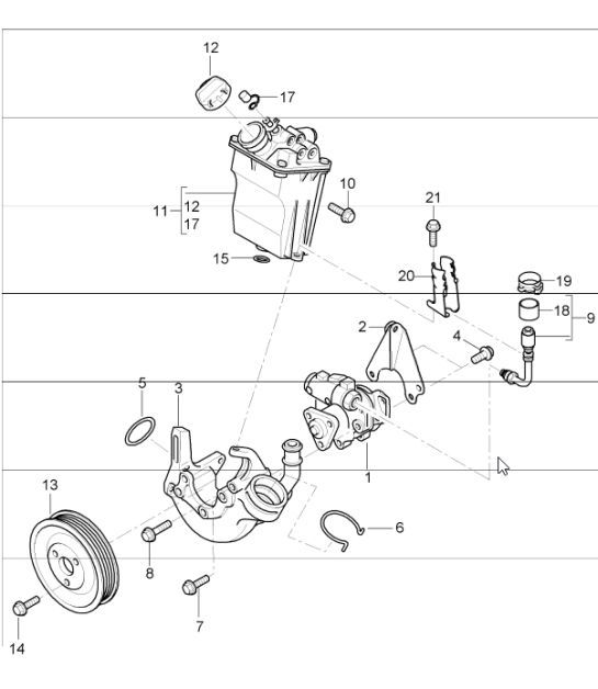 Diagram 403-03 Porsche Macan (95B) MK1 (2014-2018) Vorderachse, Lenkung 
