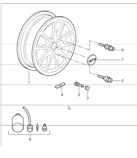 Diagram 601-00 Porsche Macan (95B) MK1 (2014-2018) Ruote, freni