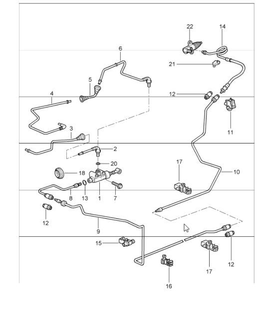 Diagram 702-08 Porsche 356C 1963-65 Handhebelsystem, Pedalgruppe 
