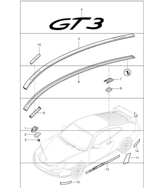 Diagram 810-00 Porsche 997 MK1 GT3 / GT3 RS 2007-09 Body