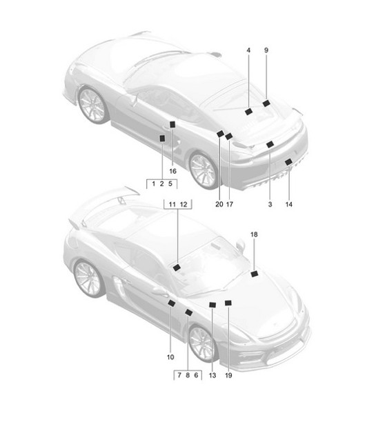 Diagram 001-005 Porsche 996 C4S 3.6L 09/01-2005 Zubehör und andere 