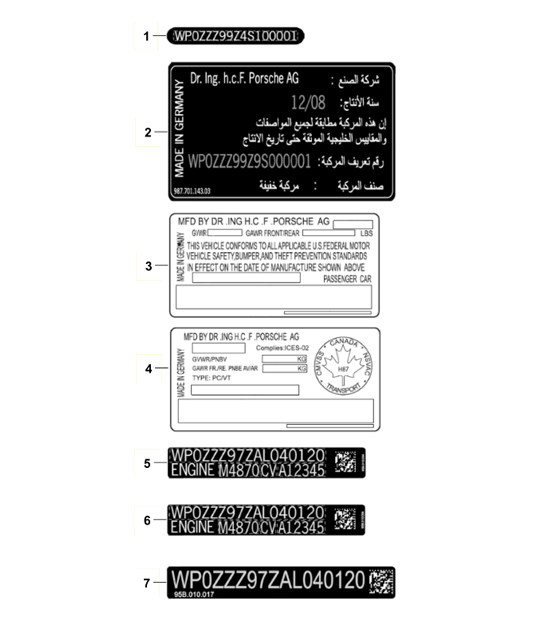 Diagram 003-010 Porsche 997 (911) MK1 2005-2008 Accessories & others 