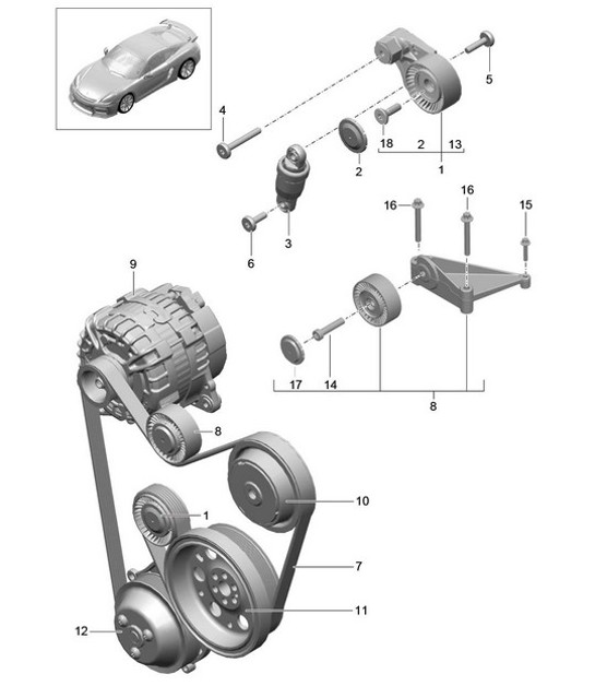 Diagram 101-010 Porsche 992.1 (911) Dakar 3.0L 2023-24 Moteur