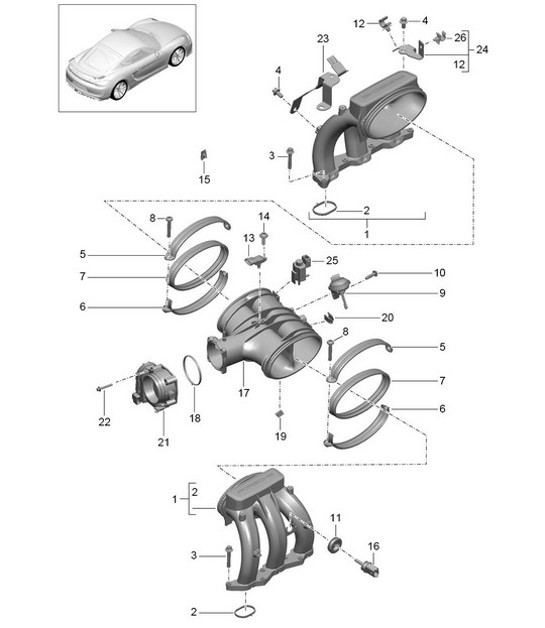 Diagram 107-010 Porsche Boxster 986/987/981 (1997-2016) Engine