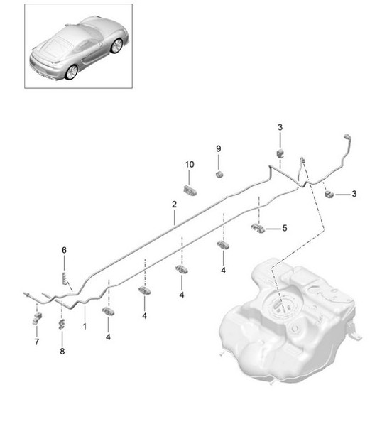 Diagram 201-005 Porsche 997 (911) MK1 2005-2008 Fuel System, Exhaust System