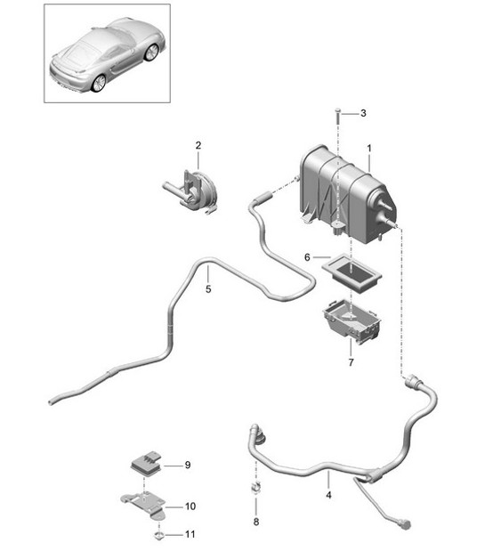 Diagram 201-020 Porsche Cayman 987C / 981C (2005-2016) Brandstofsysteem, uitlaatsysteem