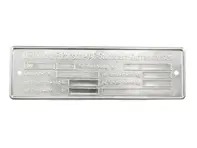 Etiqueta de identificación del chasis. Porsche 911 1974-80 - 91170110111