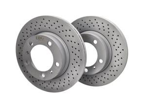Discos de freno delanteros perforados estándar EBC para Porsche Boxster/Cayman D1667D - 98735140101, 98735140201 - D1667D