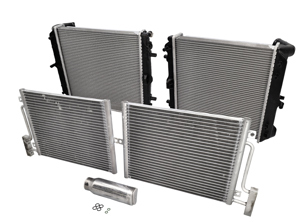 Set radiatore acqua e aria condizionata (aria condizionata). Porsche 996 / Boxster 986 / 996 GT3 - 94457314301, 99757391101, 99610613151, 99610613251