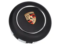 Unidad de airbag en el volante, cuero negro. Porsche 982 Boxster Spyder / 981 Cayman GT4 / 991.2 Carrera / 991.2 Turbo / 991 GT3 - 9P1880201JA34, 9P1880201ANA34, 9P1880201RA34, 9P1880201ABA34, 9P1880201LA34