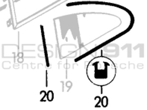 1/4 Fensterdichtung hinten. Porsche 356 COUPE - 90154293123, 90154293223 - 356099, 1686100100