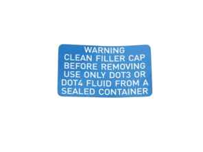 Sticker Brake Fluid Specification. Porsche 911 / 928 S2 US Models - 91100654100