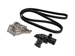 Wasserpumpen-, Riemen- und Thermostat-Einsatzsatz für Porsche 958 Cayenne Diesel 3,0 l - 95510603310, 95810603320, 95810603321, 95810603210, 95810221600, 95510293400