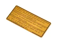 Sticker for Engine Oil Level. Porsche 964 / 993 - 96400611100 - 1601502600, 911858-02