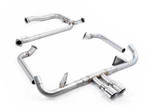 Milltek sportuitlaat met katalysatorvervangingspijp en gepolijste sierlijsten. Porsche 718 GTS 2.5L - 982251052E, 982251052F, 982251052G, 982251052J, 982251052L, 982251051D, 982251051K, 982251051F, 982251051G, 982251051J, 982251051L - SSXPO144
