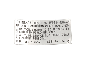 Adesivo per condizionatore d'aria. Porsche 964 (Stati Uniti) - 96470114101