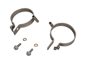 Klemmen voor de bovenkant van de verwarmingsslang en houder voor de verwarmingskabel, titanium, inclusief bouten. Porsche 911 1965-86 Ref 90121105122, 90121105222, - 90121105121, 90121105221, 90121105122, 90121105222