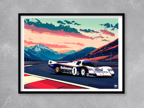 Poster Porsche 962C Le Mans 1986 con cornice nera