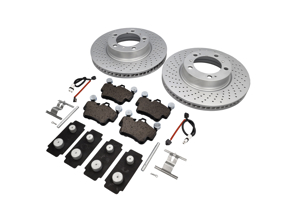 VOOR Remblokken en remschijfpakket. Porsche 997 C2 ABS - 99635140501, 99635140601, 99761275601, 99761275901, 99635108802, 95535296000, 99735193907