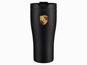 Tazza termica da viaggio - Nero opaco / Stemma Porsche