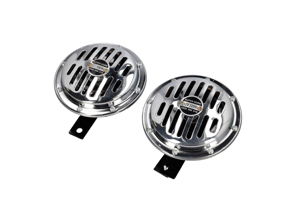 Ensemble de klaxon, 12 volts en chrome Porsche 356 / 911 / 912 Lot de 2 - 9001000, 64463511111, 64463511200, 64463511300, 64463511400