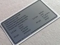 Bandenspanning sticker. Porsche 911 (964) / 944 - 96470128700