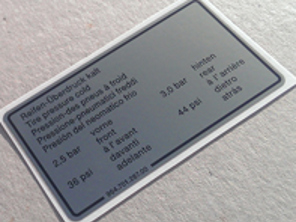 Bandenspanning sticker. Porsche 911 (964) / 944 - 96470128700