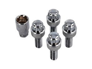Locking wheel bolt kit (standard size) Chrome plated for Porsche - 99736198009, PAF009593, 99136105700, WHT006980C, WHT006980A, 9A700698000