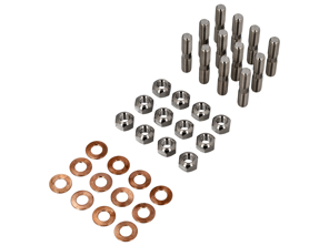 Uitlaatkopboutset in titanium. Porsche 911 / 964 / 993 / 986 - 99906200602, 99908400201/2, 99908400201, 90006010601, 99907507100, 90037813100, 9990750710A, 99907507400, 90037813100, 90007428702, 99907353501, 99907358901 - SLTi121