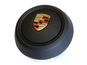 Unità airbag in pelle nera per volante. Porsche 992.1 - 992880201DTRP, 992880201CTRP, 992880201D, 992880201C