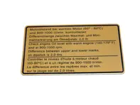 Autocollant, niveau d'huile moteur. Porsche 911 1973 - 91100650400 - 91100650400