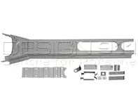 Shifter tunnel. Porsche 356 A cars (1958-59) - 64449005, 64449004, PP127B, P127B, PP127T2, PP127T1