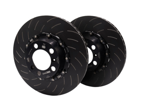 EBC Racing zweiteilige schwimmend gelagerte hintere geschlitzte Bremsscheiben für Porsche 991 GT3 - 99135240780, 99135240880 - SG2F013