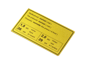 Sticker Tyre Pressure Normal. Porsche 911 1965-72 / 914 - 90100650500, 1601501006 - 1601501006