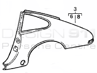 Coupé arrière 1/4 panneau. Porsche 911 1987-89 G50 Voitures à boîte de vitesses - 91150306113GRV, 91150306213GRV