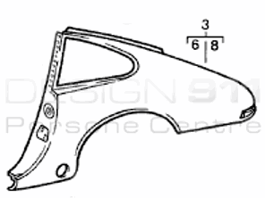 Coupé arrière 1/4 panneau. Porsche 911 1987-89 G50 Voitures à boîte de vitesses - 91150306113GRV, 91150306213GRV