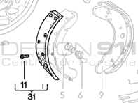 Fodera delle ganasce del freno a mano. Porsche 924 2.0L 1976-85 (set di 4) - 477698075A